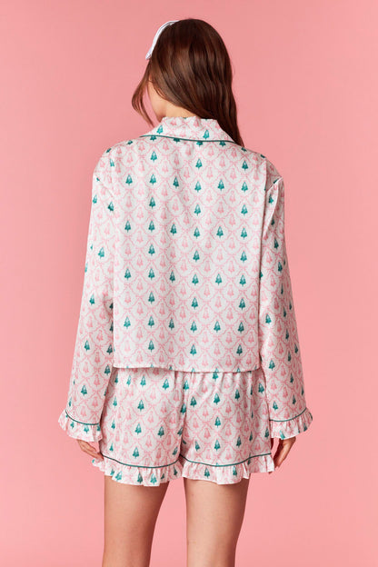 Christmas Tree & Bow Satin PJ Set