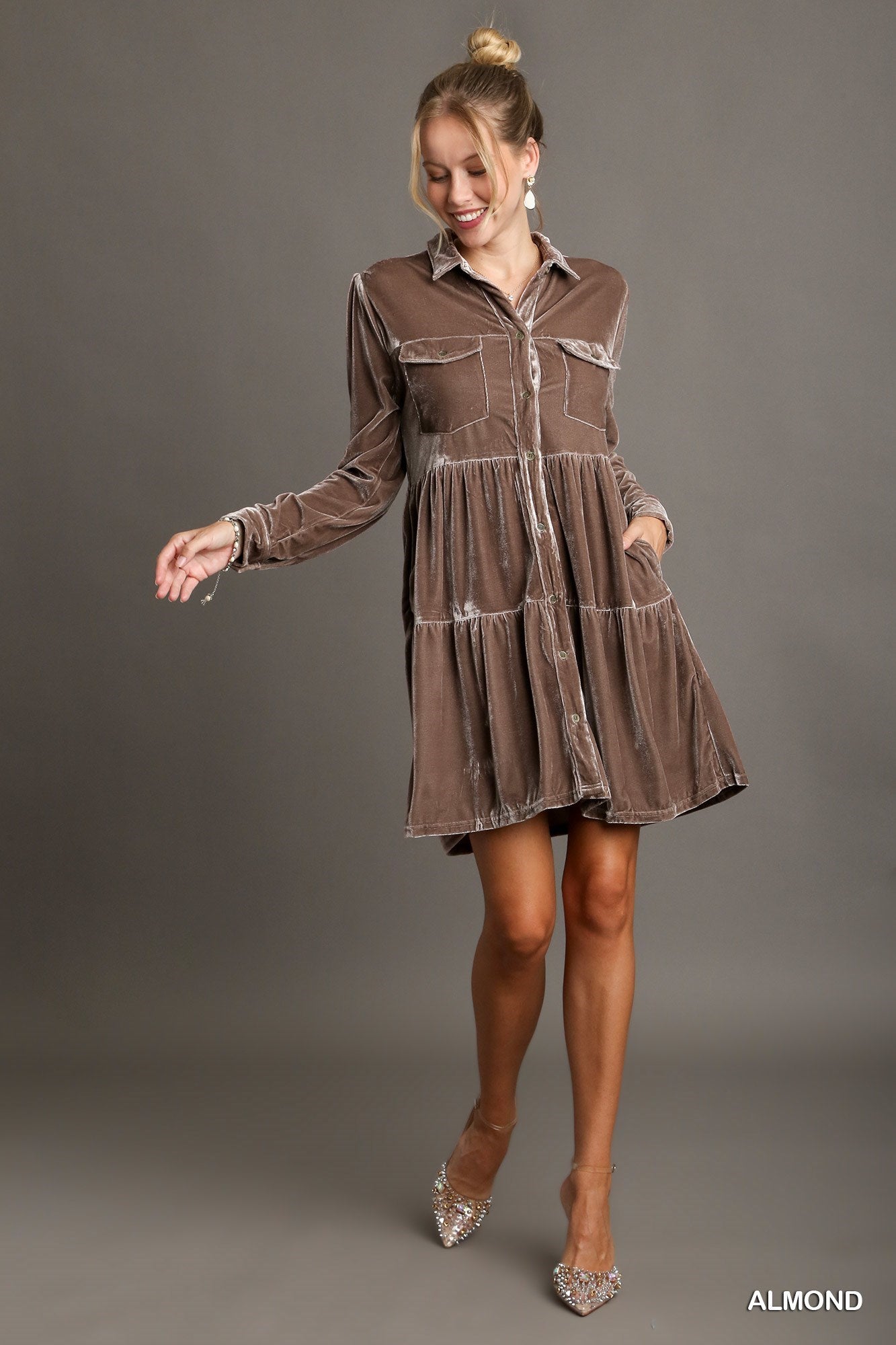 Velvet Button Down Dress