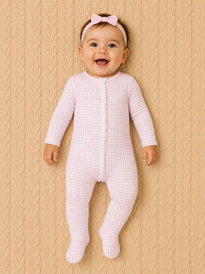 Pink Mini Checkered Footie