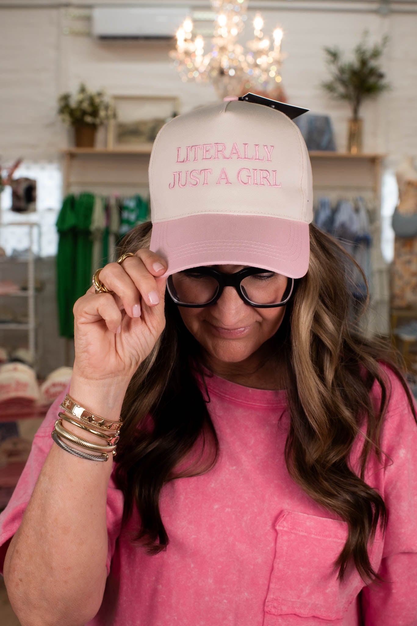 Literally Just A Girl Pink Embroidered Hat