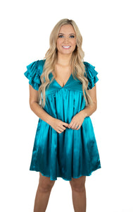 Teal Temptation Satin Dress