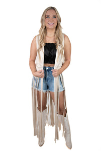 Oatmeal Suede Fringe Vest
