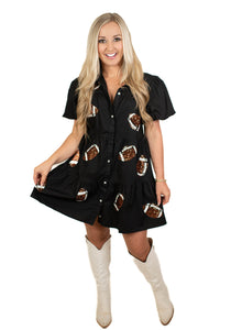 Blackout Blitz Patched Babydoll Dress