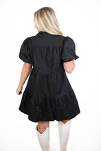 Blackout Blitz Patched Babydoll Dress