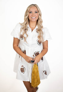 Whiteout Blitz Patched Babydoll Dress