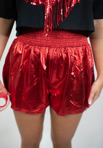 Red Metallic Shine Fanatic Shorts