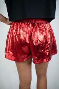 Red Metallic Shine Fanatic Shorts