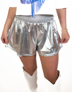 Silver Metallic Shine Fanatic Shorts