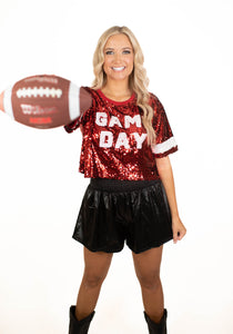Red GameDay Glam Sequins Top