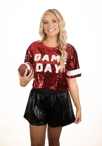 Red GameDay Glam Sequins Top