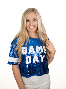Blue GameDay Glam Sequins Top
