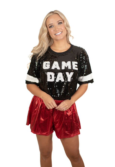 Black GameDay Glam Sequins Top