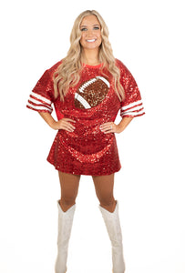 Red Starstruck Sideline Sequins Dress