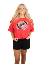 Red/Black Sequins Touchdown Tee