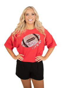 Red/Black Sequins Touchdown Tee