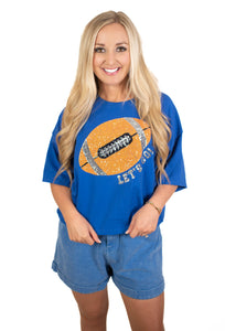 Blue/Orange Sequins Touchdown Tee