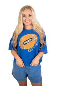Blue/Orange Sequins Touchdown Tee