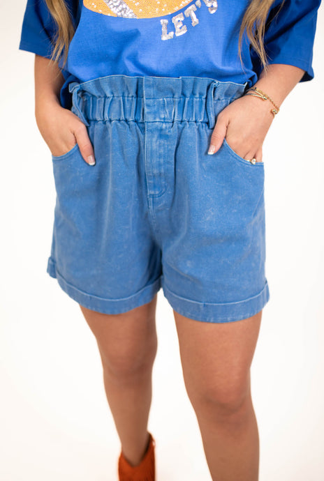 Royal Blue Paper Bag Shorts