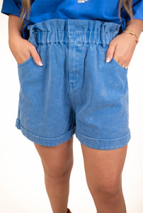 Royal Blue Paper Bag Shorts