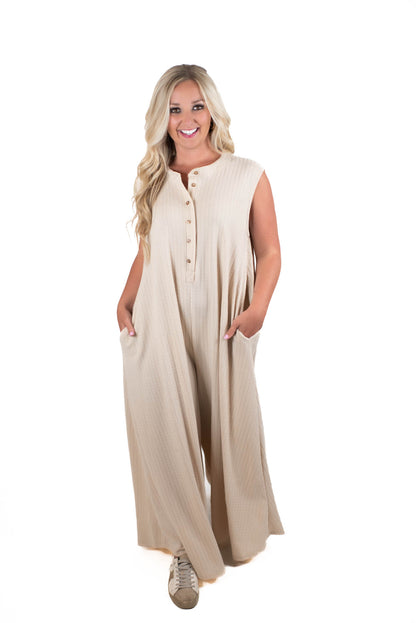Calm Energy Taupe Jumpsuit