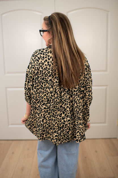 Cheetah Charm Button Down Top