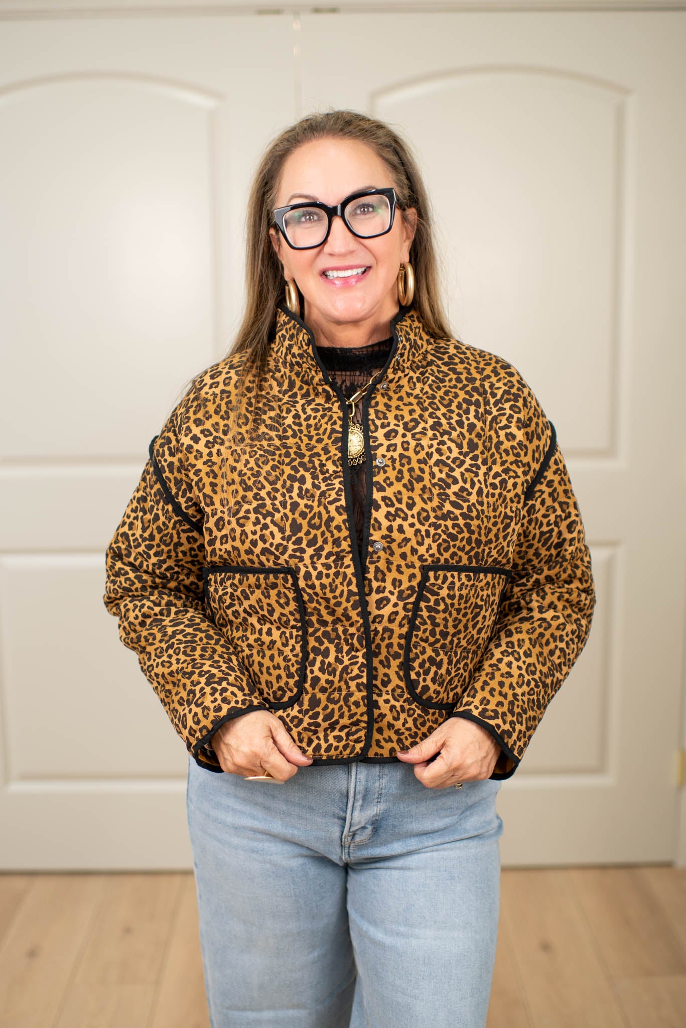 Quilted Leopard Puffer Jacket
