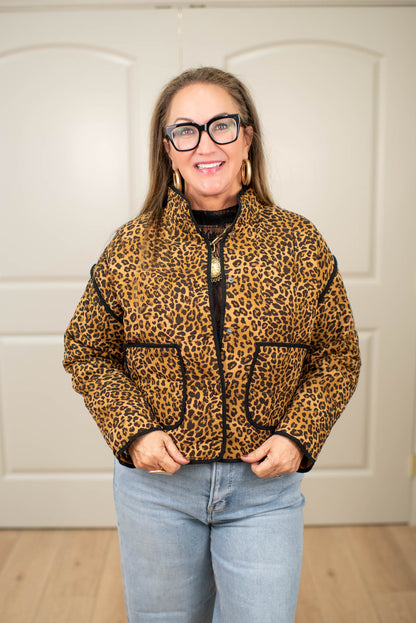 Quilted Leopard Puffer Jacket