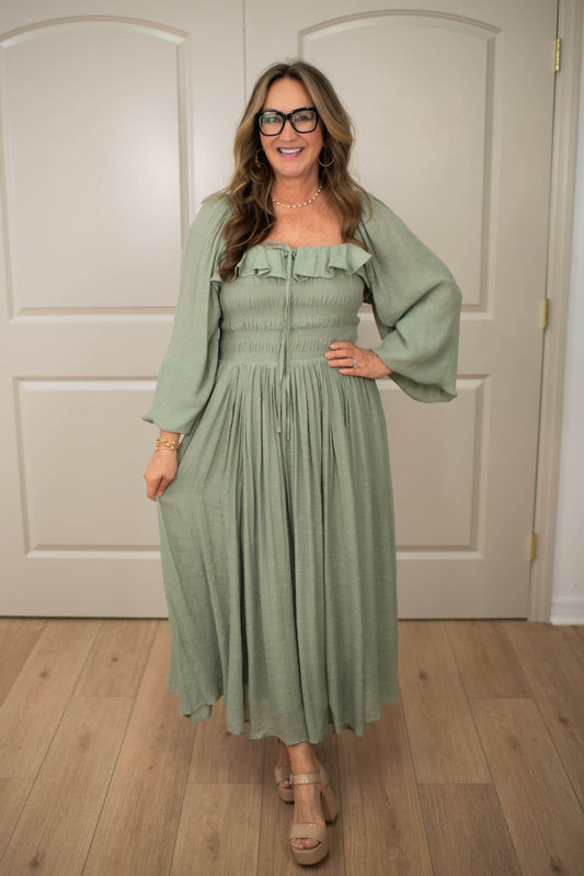 Soft Olive Soiree Dress