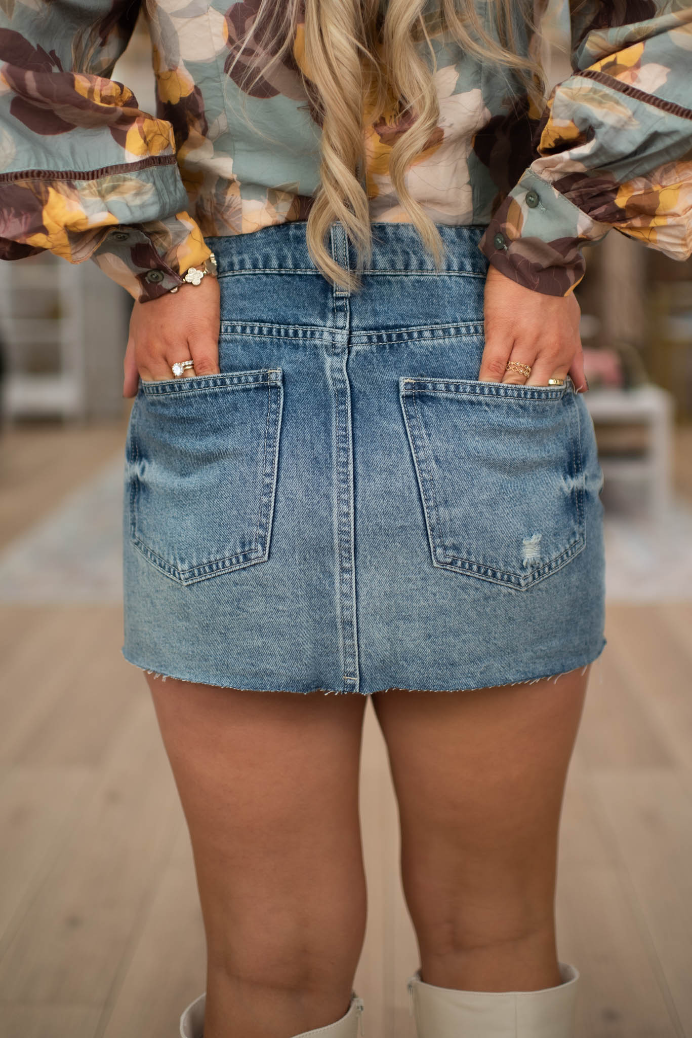 The Fireside Low Rise Denim Skirt