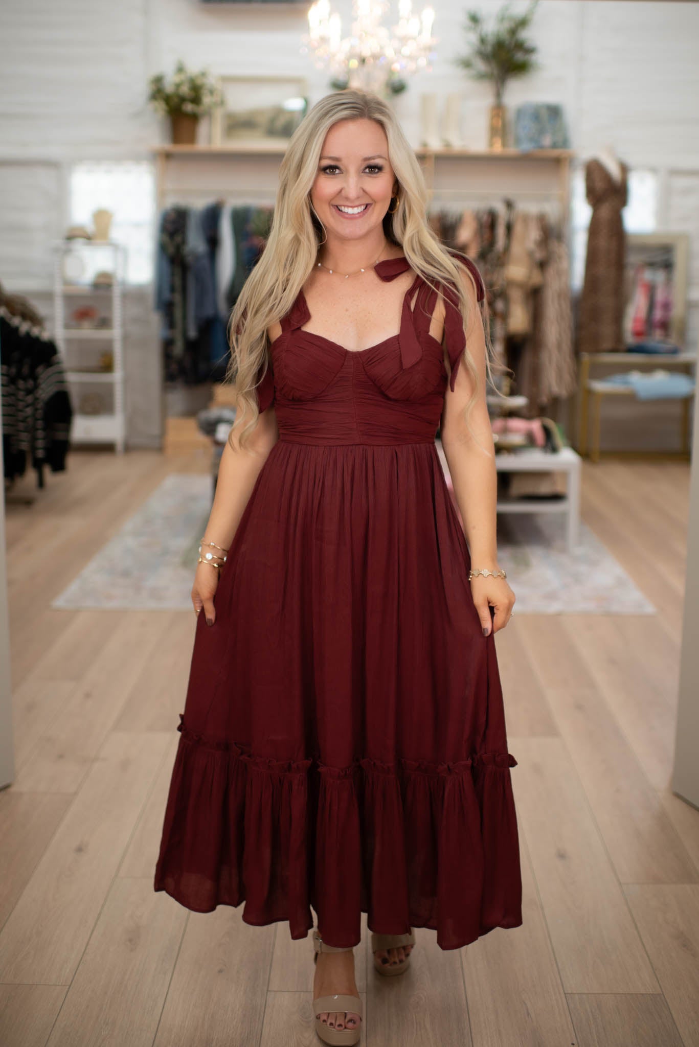 Grateful Grace Burgundy Midi Dress