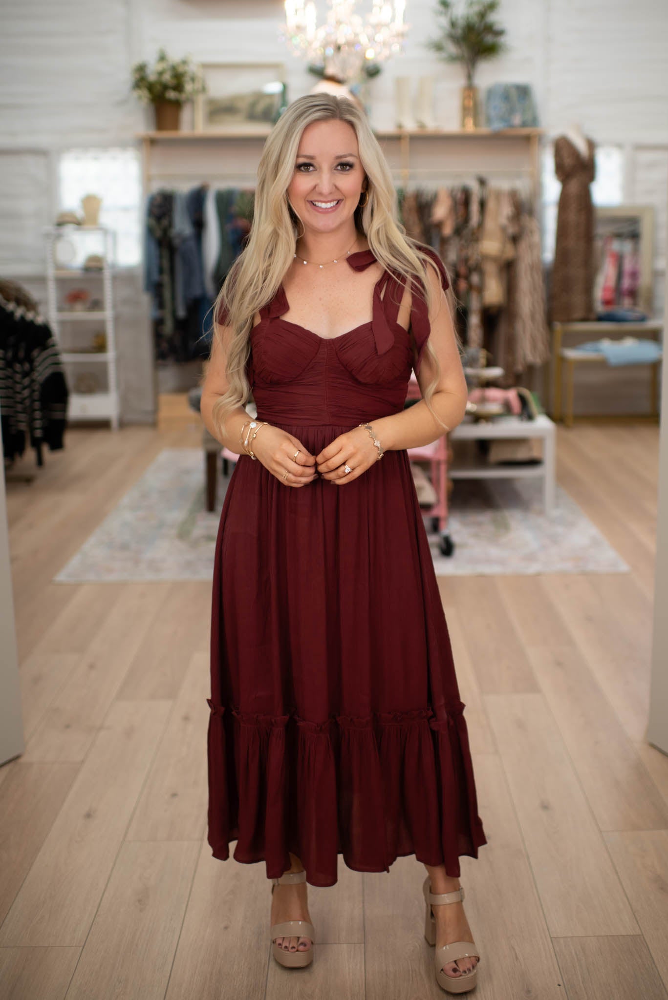 Grateful Grace Burgundy Midi Dress