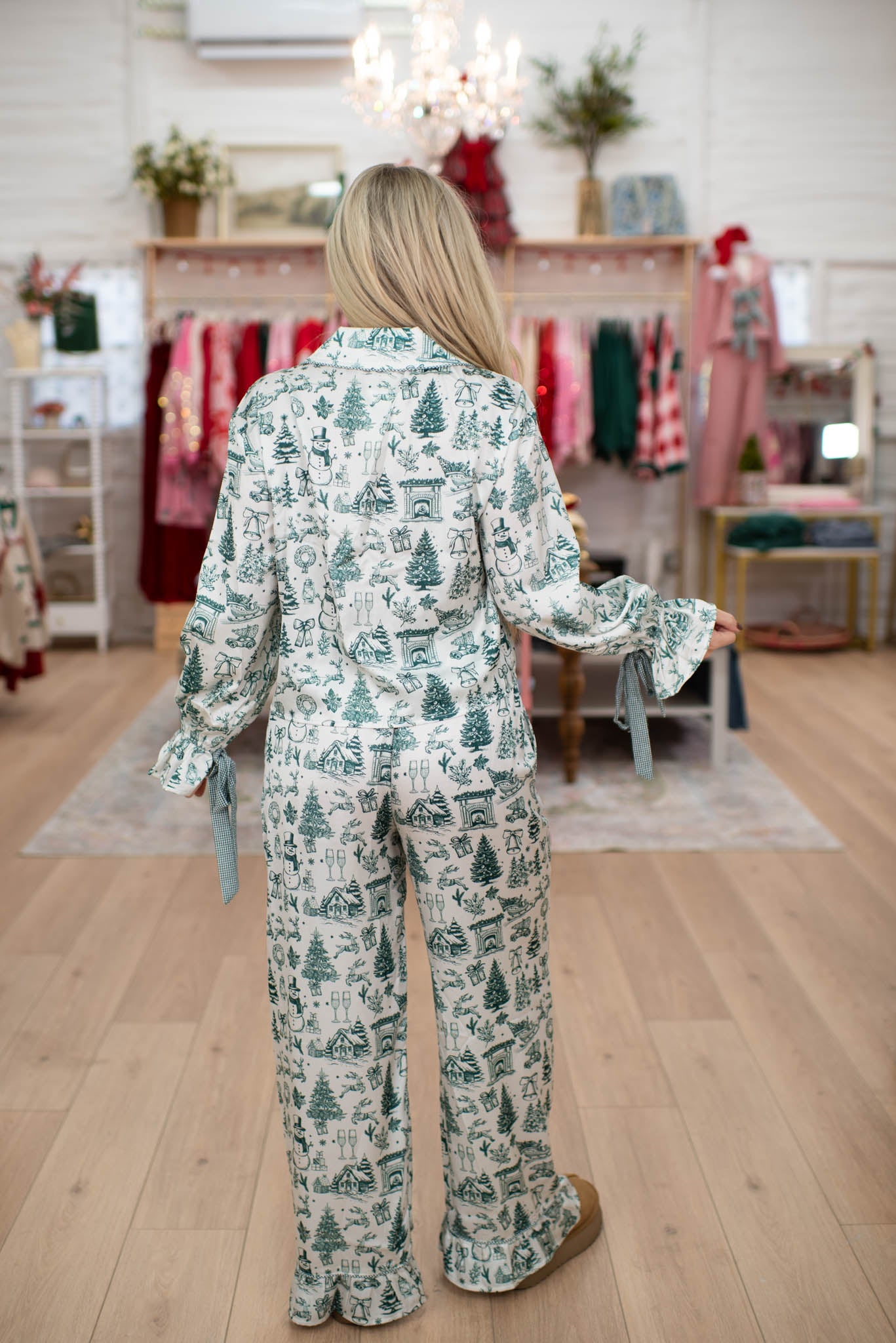 Hunter Green Satin PJ Set