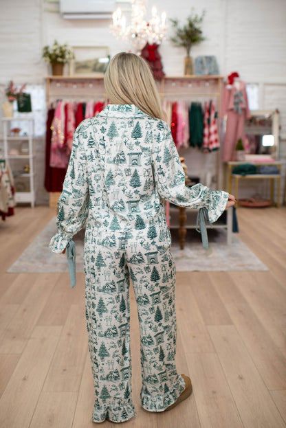 Hunter Green Satin PJ Set