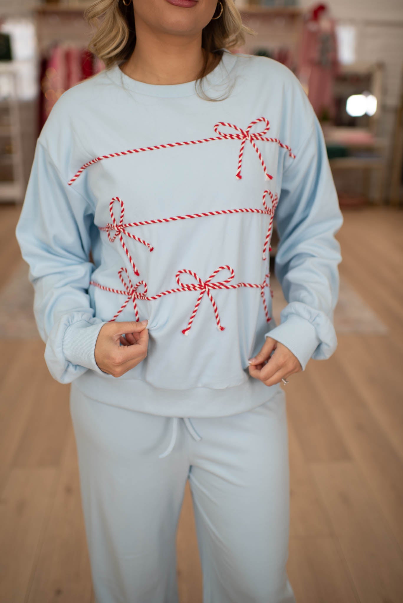 Red Bow Crew Neck Sweatshirt