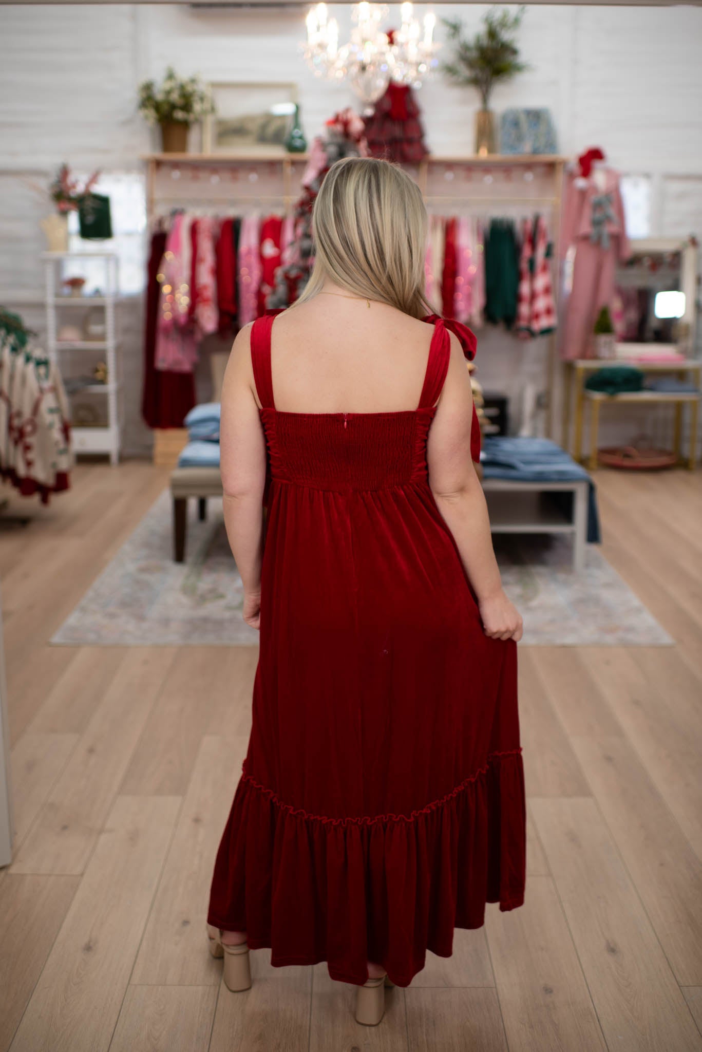 Red Velvet Maxi Dress