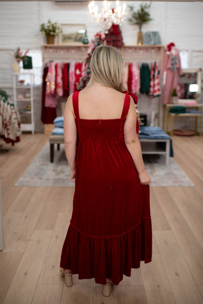 Red Velvet Maxi Dress