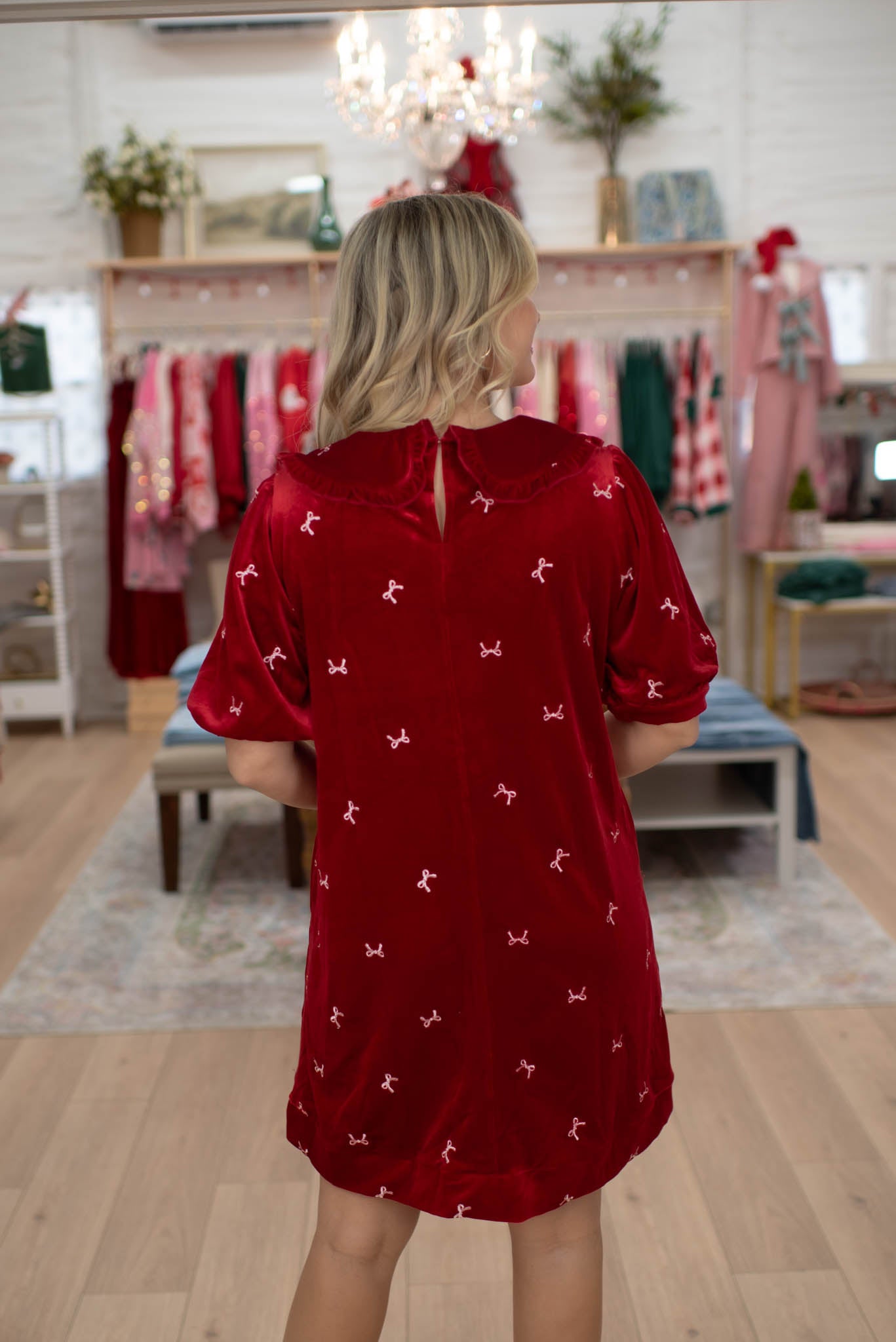 Red Velvet Bow Dress