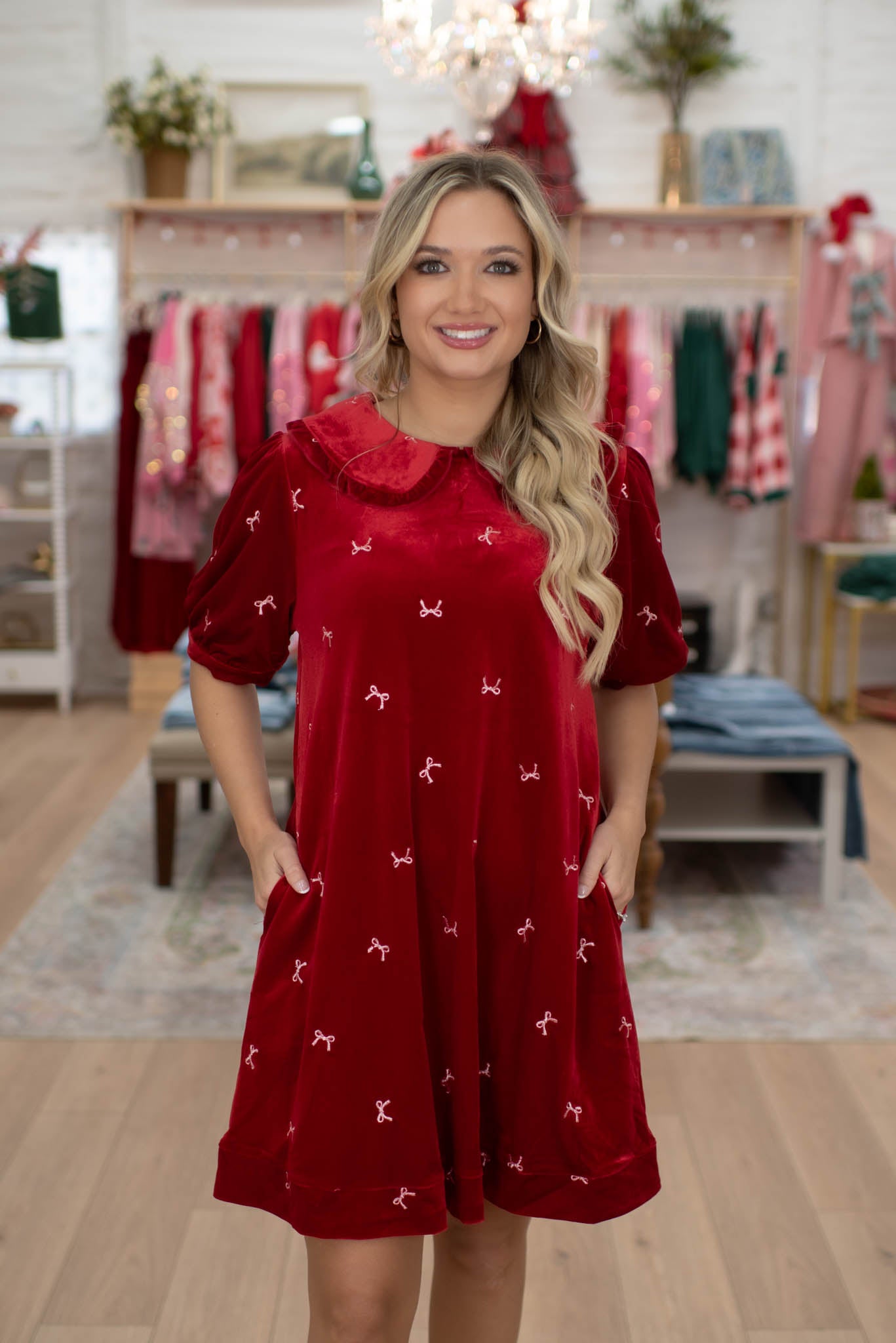 Red Velvet Bow Dress