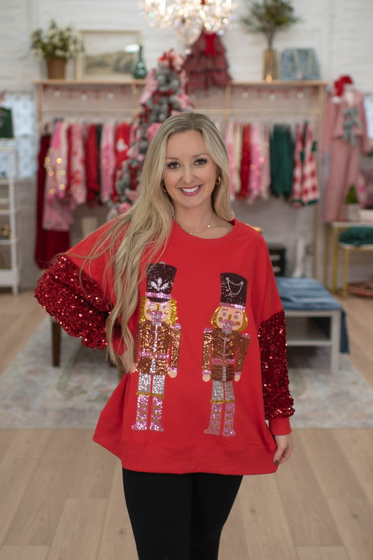 Red Sequins/Velvet Nutcracker Sweatshirt