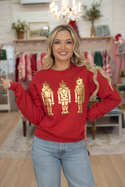 Red Metallic Nutcracker Sweatshirt