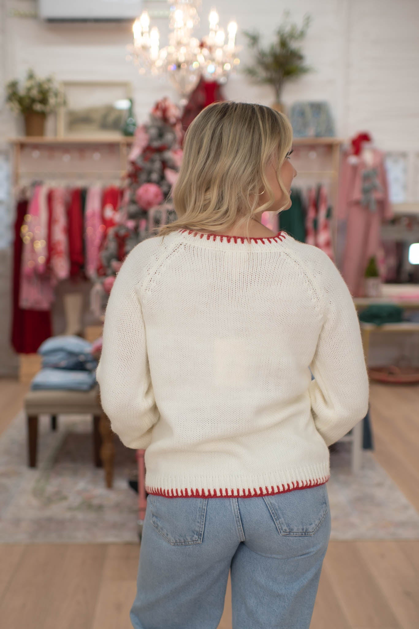 "Merry" Tinsel Christmas Sweater Top