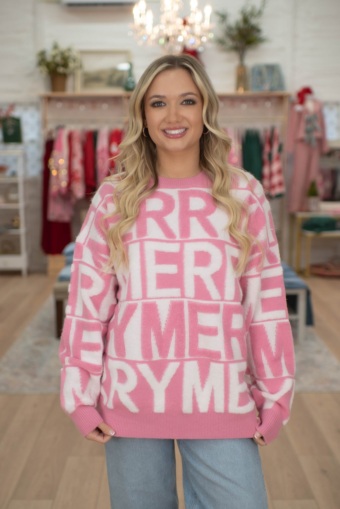 Pink Merry 3D Yarn Sweater