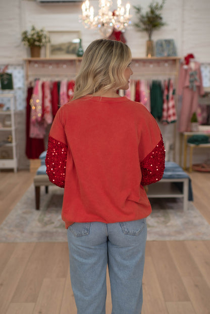 Red Sequins Santa Top
