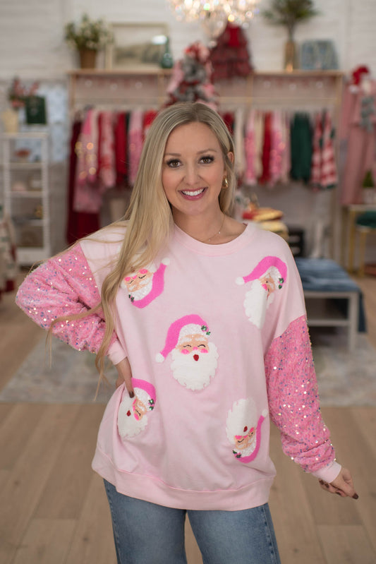 Pink Sequins Santa Top