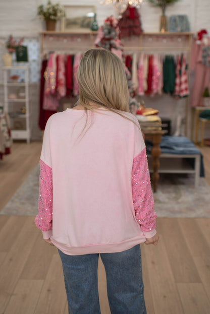 Pink Sequins Santa Top