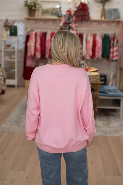 Pink Sequins Nutcracker Embroidered Sweater