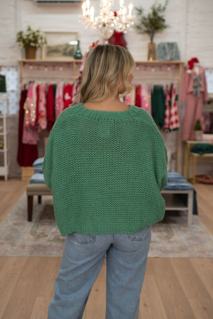 Green Cable Knit Sweater