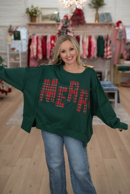 Merry Plaid Green Sweatshirt