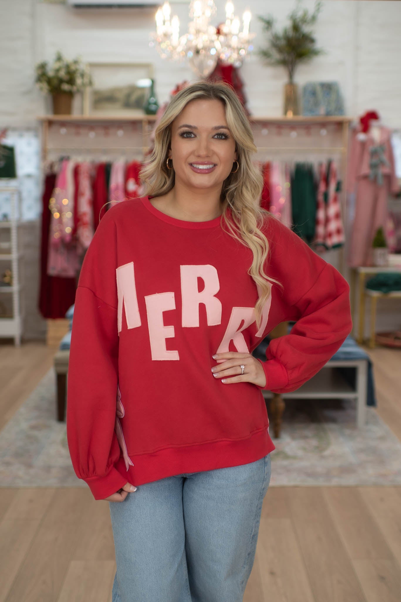 Red/Pink Merry Patch Sweater
