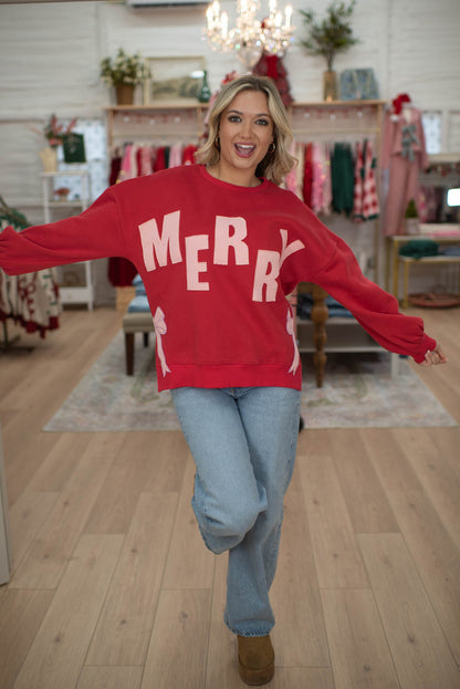 Red/Pink Merry Patch Sweater